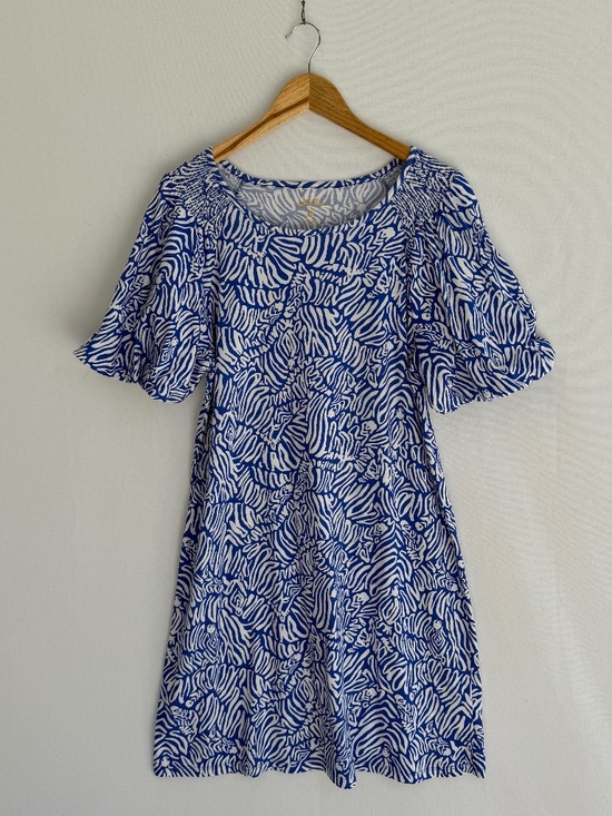 Lilly Pulitzer Dresses & Skirts - LILLY PULITZER Women’s Large Blue & White Print Bubble Short Sleeve Rosen Dress